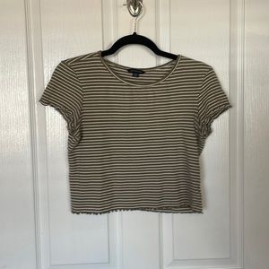 American Eagle Women’s Small Green & White Striped Tee